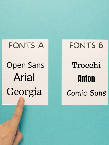 Choices of fonts for web design