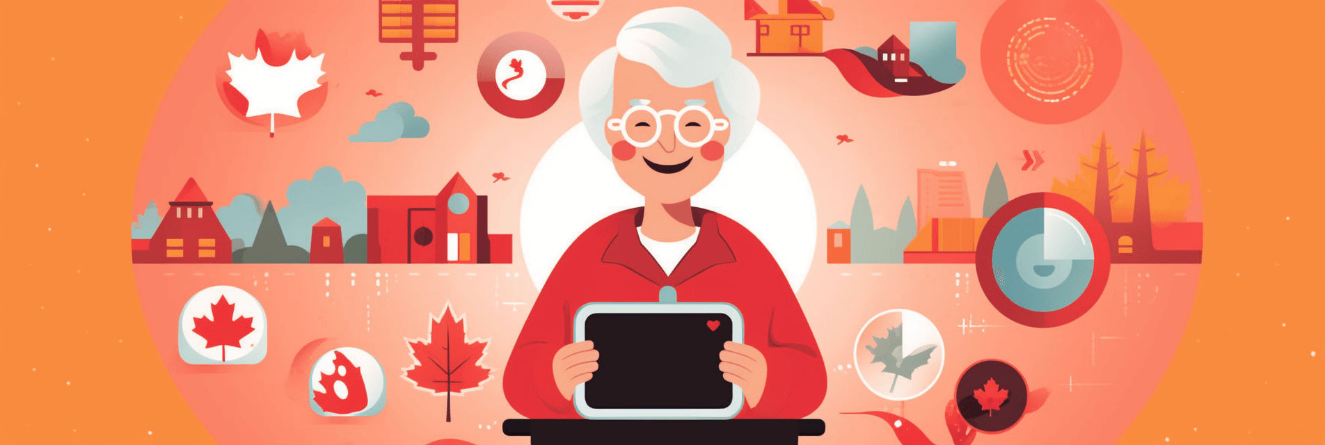 Design an image featuring a senior canadian citizen using 24386a9b8f4b2ad6944a5fafb3